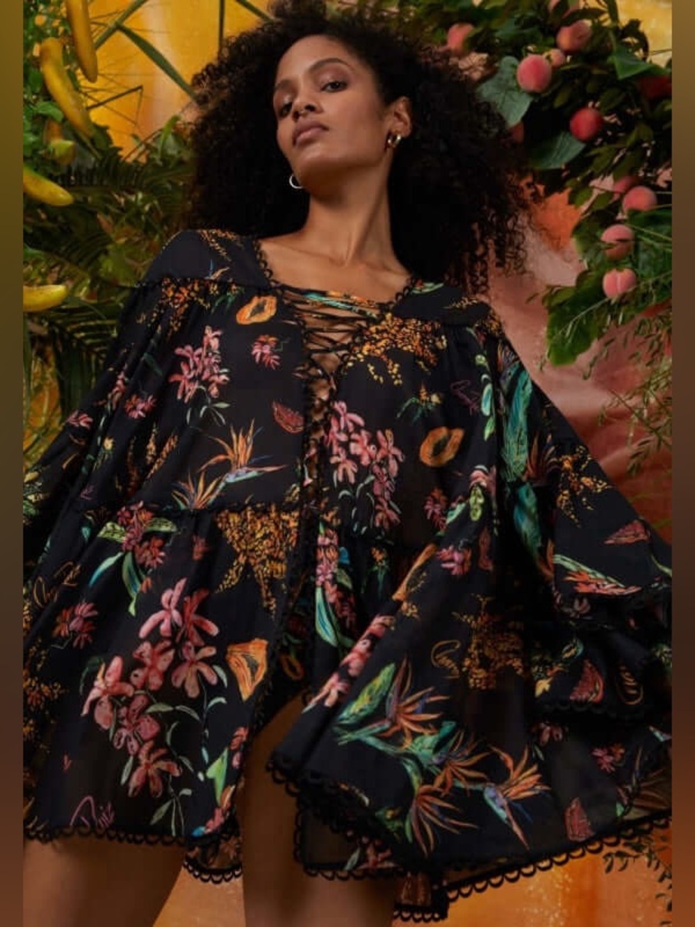 Charo Ruiz Ibiza Ivet Fresco Floral Mini Dress Cover Up Kaftan Resort Beach - Picture 11 of 11